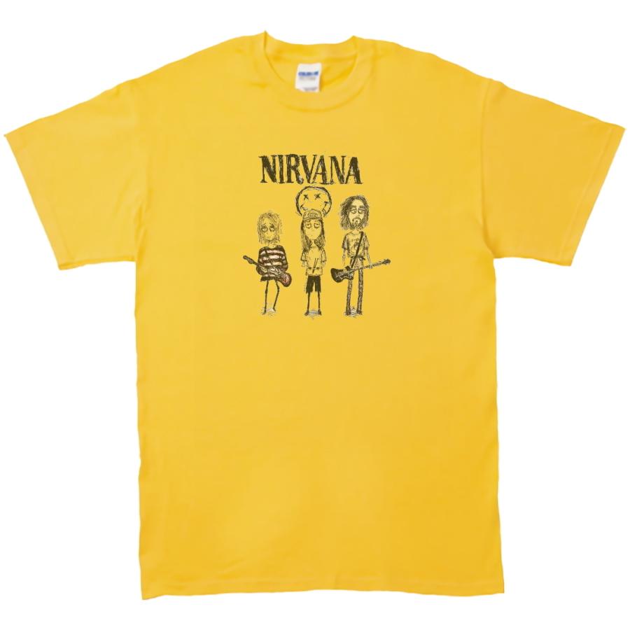 NIRVANA 音楽Tシャツ ロックTシャツ バンドTシャツ イエロー : うえき