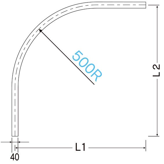 岡田装飾金物 D40カーブレール スチール 800x800x500R