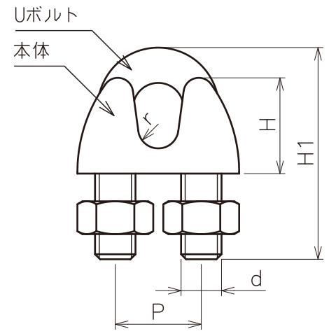 プレス板型ワイヤークリップ 4mm ステンレス SUS304 浅野金属工業