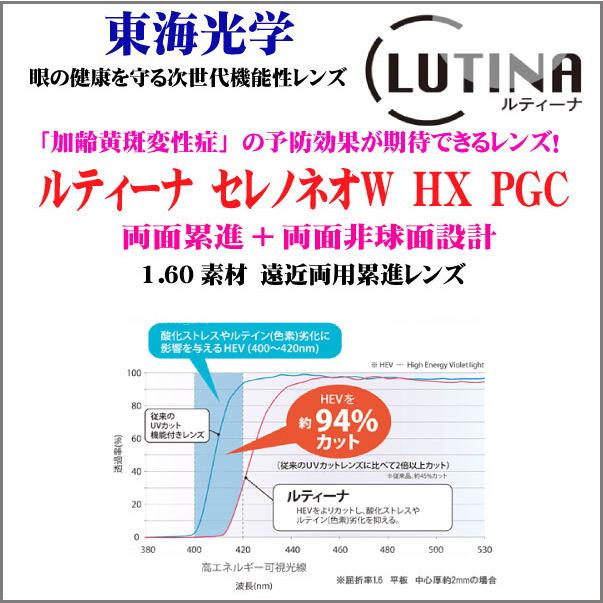 ルティーナ セレノネオW HX PGC 遠近両用160素材 両面累進＋