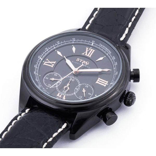 STAG（スタッグ） 本ワニ革バンド クロノグラフ STG004B1 : Buena cosa