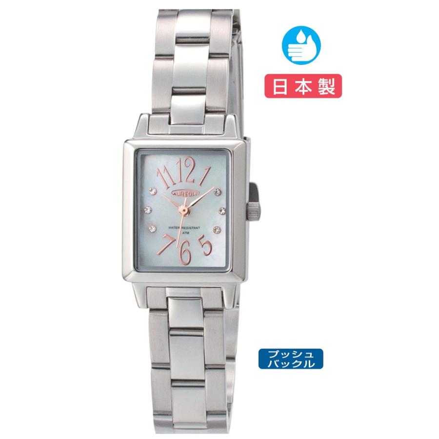 AUREOLE コインウォレット 24k SS 6NSW-565L 腕時計 AUREOLE（オレオール）日本製スクエアクォーツ レディース腕時計