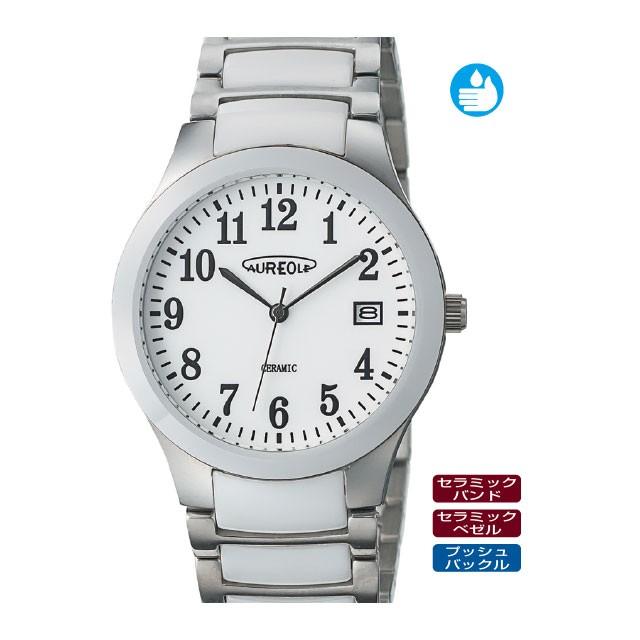最も  AUREOLE（オレオール）セラミック3針クォーツデイト　メンズ腕時計　SW-611M-03 腕時計
