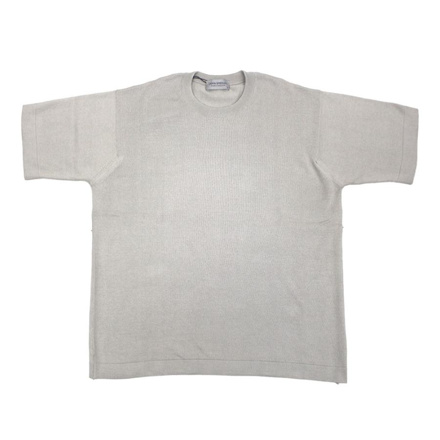 極美品　JOHN SMEDLEY グレージュ　ライトグレー半袖コットンニット　S 極美品 JOHN SMEDLEY グレージュ ライトグレー半袖コットンニット S