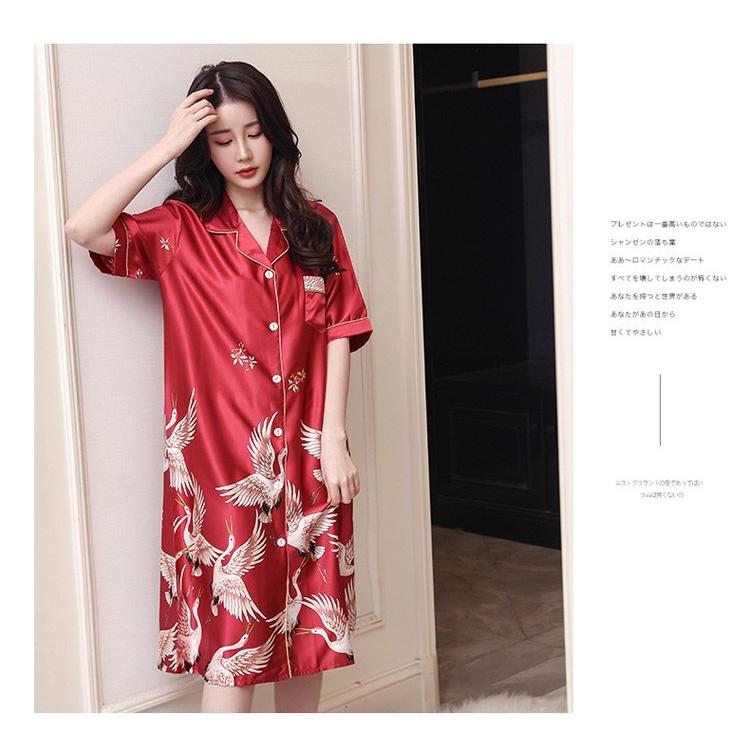 ネグリジェ パジャマ レディース 春夏 半袖ワンピース パジャマ 鶴柄 は柄 ネグリジェ ロング丈 レーションパジャマ 部屋着 大人可愛い セクシー オシャレ Phsy41 上杉ストア 通販 Yahoo ショッピング