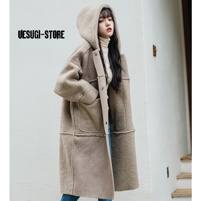 激安ブランド フェイクムートンコート 暖かい フード付 裏ボアコート ロングコート スエード ビッグシルエットコート レディース アウター 秋冬 防寒 輝く高品質な Expressoparaty Com Br
