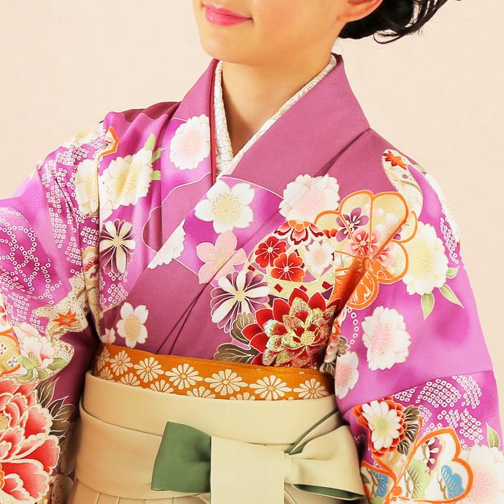 小学生 卒業式 レンタル 袴 HK-74 ピンク 黄緑 フルセットレンタル