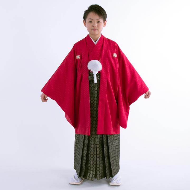 小学生 卒業式 レンタル 袴 HK-B18 赤 黒 金 フルセット袴