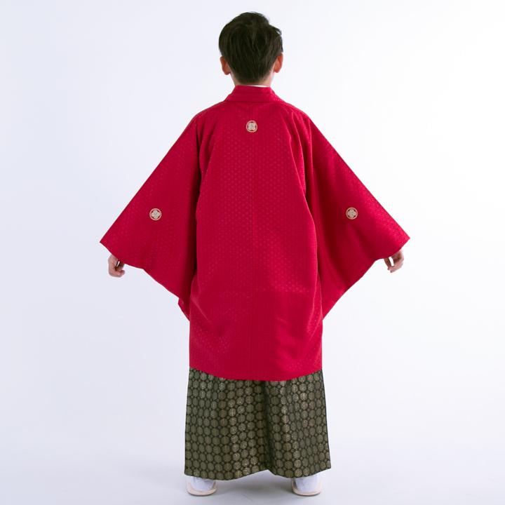 小学生 卒業式 レンタル 袴 HK-B18 赤 黒 金 フルセット袴レンタル