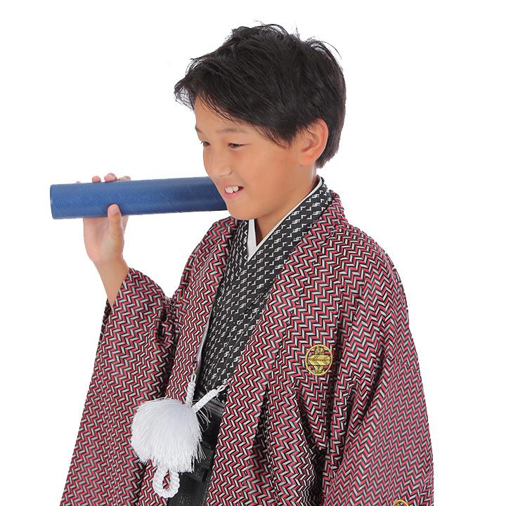 小学生　卒業式　レンタル　袴 HK-B56 赤 黒  フルセット袴レンタル 送料無料 小学校 卒業式 袴 ジュニアハカマ  6年生 男の子 卒業式 羽織袴着物レンタル 男児