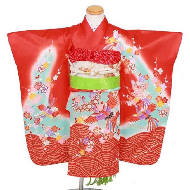 早い者勝ち ☺︎ 3歳 女の子 七五三 フルセット レンタル753着物 フルセットレンタル 三歳 七五三着物 F3240 赤 3歳