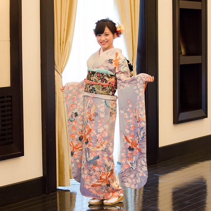 高級正絹 振袖レンタル 送料無料 FS-006 紫系 振袖 成人式 レンタル