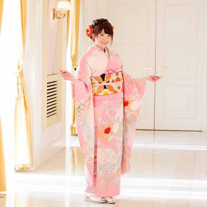高級正絹 振袖レンタル 送料無料 FS-009 ピンク系 振袖 成人式