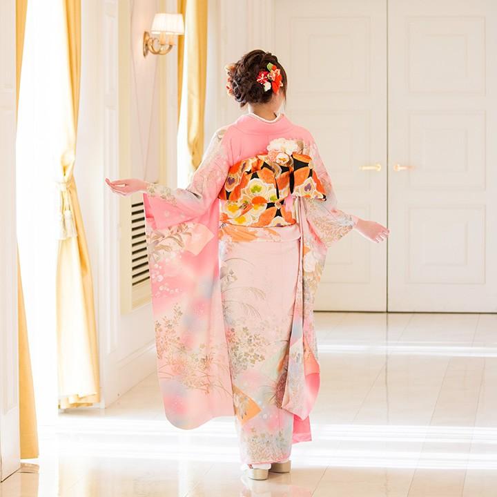 振袖フルセット　正絹　❤︎可愛い❤︎　155〜165　ピンク 高級正絹 振袖レンタル 送料無料 FS-009 ピンク系 振袖 成人式