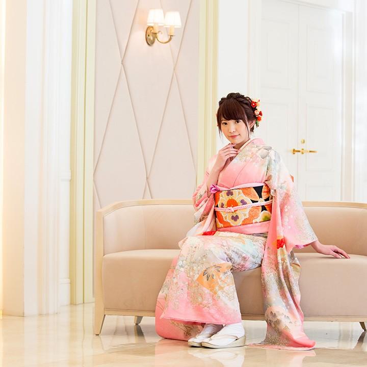 高級正絹 振袖レンタル 送料無料 FS-009 ピンク系 振袖 成人式