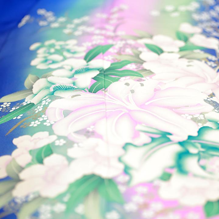 高級正絹 振袖レンタル 送料無料 FS-024 青系 振袖 成人式 レンタル