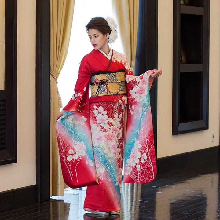 高級正絹 振袖レンタル 送料無料 FS-035 赤系 振袖 成人式 レンタル