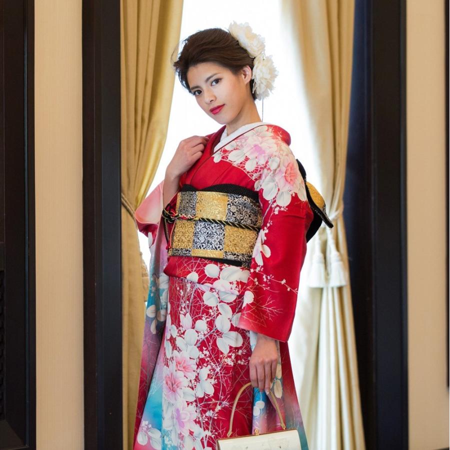 【RN】振袖　振り袖　フルセット　赤 高級正絹 振袖レンタル 送料無料 FS-035 赤系 振袖 成人式 レンタル