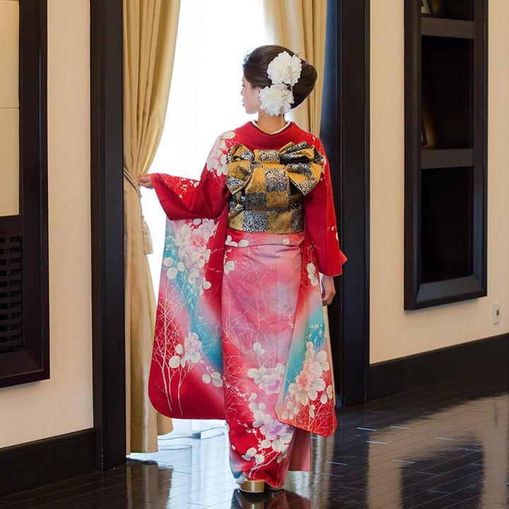 高級正絹 振袖レンタル 送料無料 FS-035 赤系 振袖 成人式 レンタル