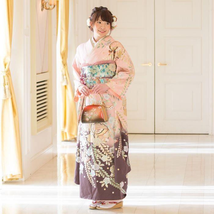 高級正絹 振袖レンタル 送料無料 FS-047 ピンク系 振袖 成人式