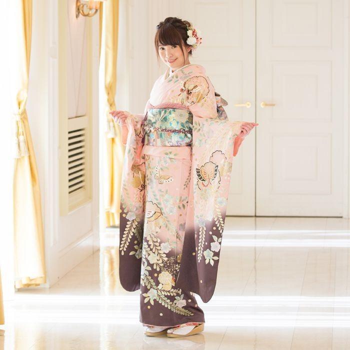 高級正絹 振袖レンタル 送料無料 FS-047 ピンク系 振袖 成人式