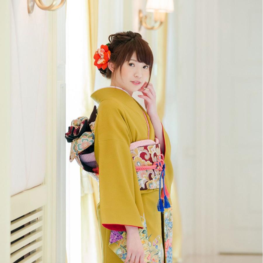 高級正絹 振袖レンタル 送料無料 FS-057 黄系 振袖 成人式 レンタル