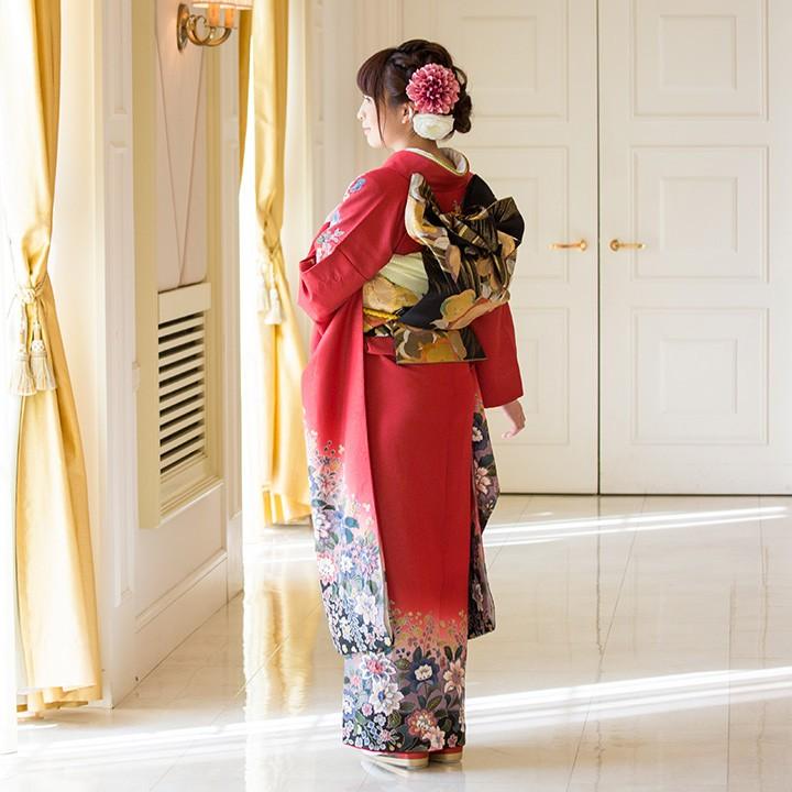 高級正絹 振袖レンタル 送料無料 FS-058 赤系 振袖 成人式 レンタル