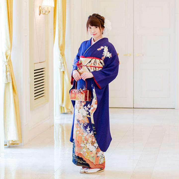高級正絹 振袖レンタル 送料無料 FS-065 青系 振袖 成人式 レンタル