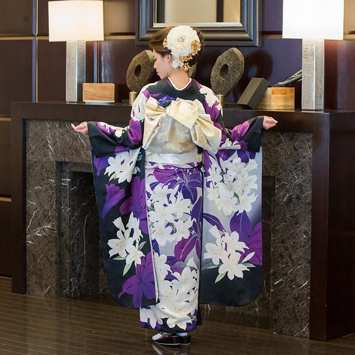 高級正絹 振袖レンタル 送料無料 FS-801 紫系 振袖 成人式 レンタル