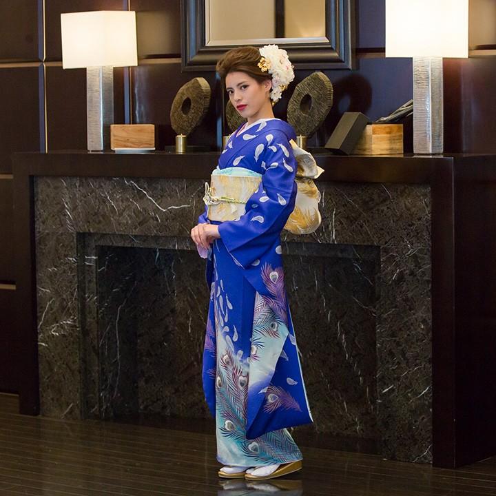 成人式振袖 青 正絹 着物のみ 振袖 正絹 成人式 青 着物