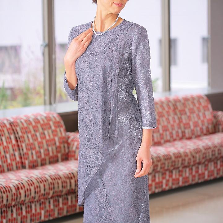 レンタル】【送料無料】ミセスドレス シルバーグレー【品番gd318