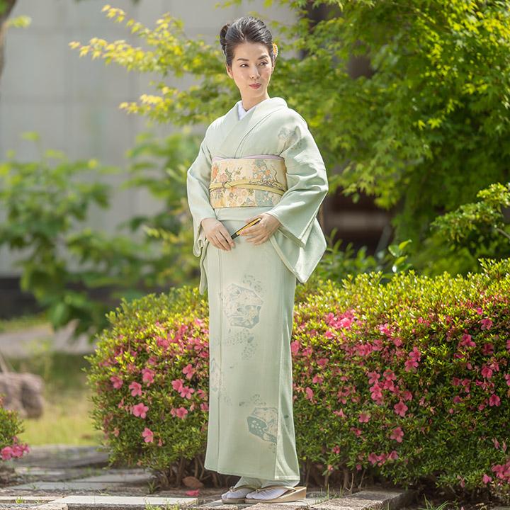 4点フルセット 正絹訪問着 袋帯 帯揚げ 帯締め 正絹作家単衣訪問着 辻