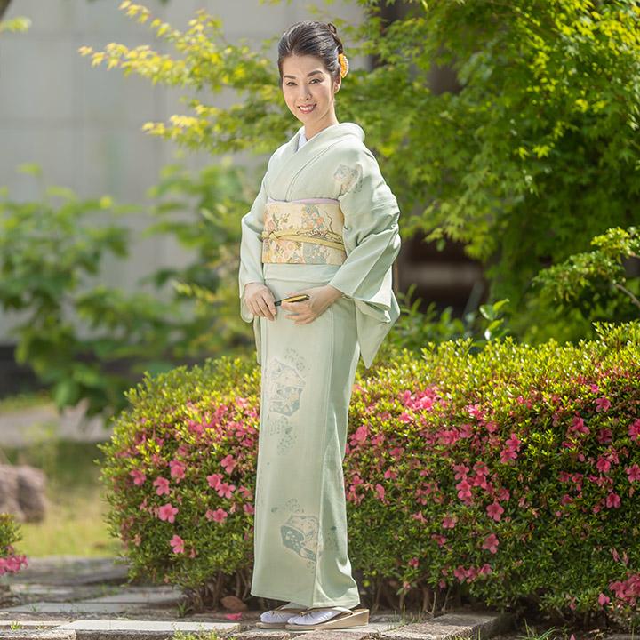 レンタル フルセット 夏用 単衣 訪問着 HEHO-MI064 夏虫色 辻が花風 