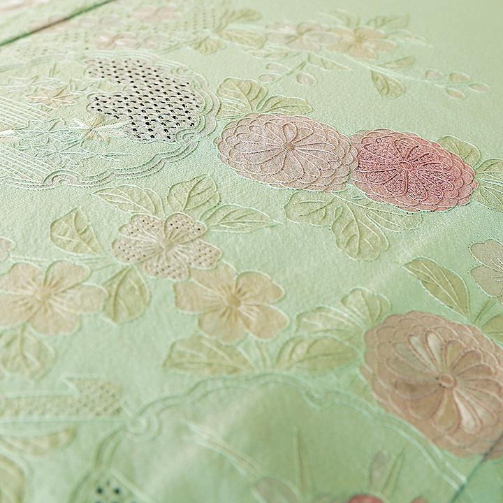 レンタル フルセット 夏用 単衣 訪問着 HEHO-MI067 白緑色 汕頭 レンタル フルセット 夏用 単衣 訪問着 HEHO-MI067 白緑色 汕頭