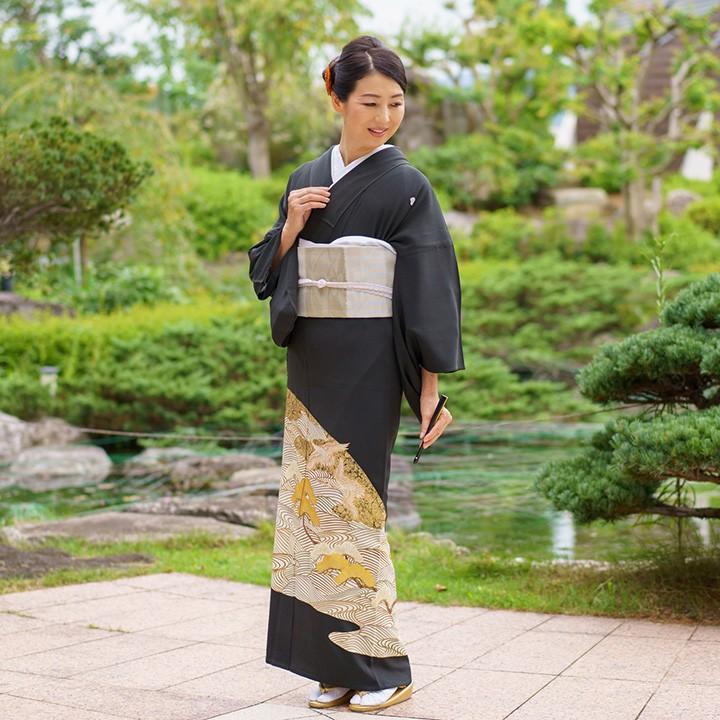 レンタル フルセット 高級 夏用 単衣 留袖 HETS-030 鶴と松 結婚式