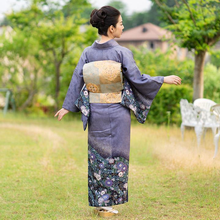 レンタル フルセット 高級正絹 訪問着 HO-FU316 藤紫 辻が花 レンタル フルセット 高級正絹 訪問着 HO-FU316 藤紫 辻が花