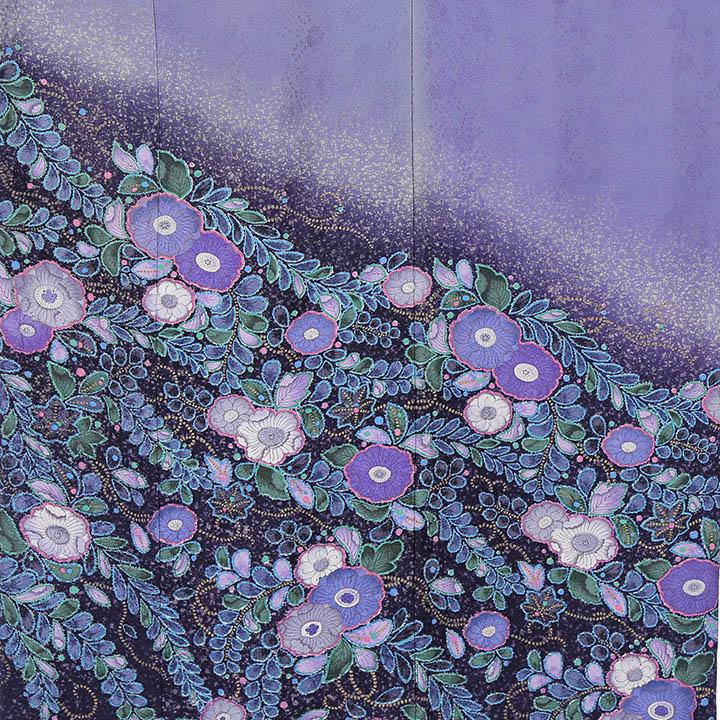 レンタル フルセット 高級正絹 訪問着 HO-FU316 藤紫 辻が花 結婚式 