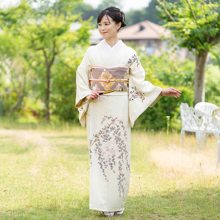 レンタル フルセット 高級正絹 訪問着 HO-FU322 女郎花色（おみなえし