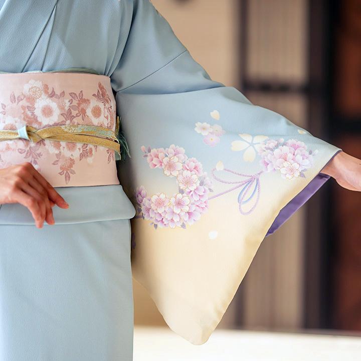 レンタル フルセット 訪問着 HO-MA701 薄い水色 花薬玉と桜 結婚式