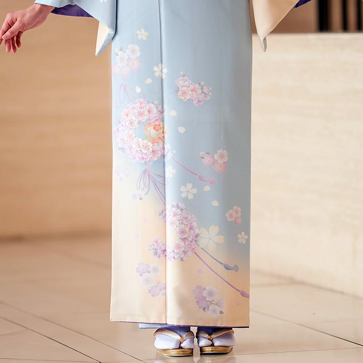 レンタル フルセット 訪問着 HO-MA701 薄い水色 花薬玉と桜 結婚式