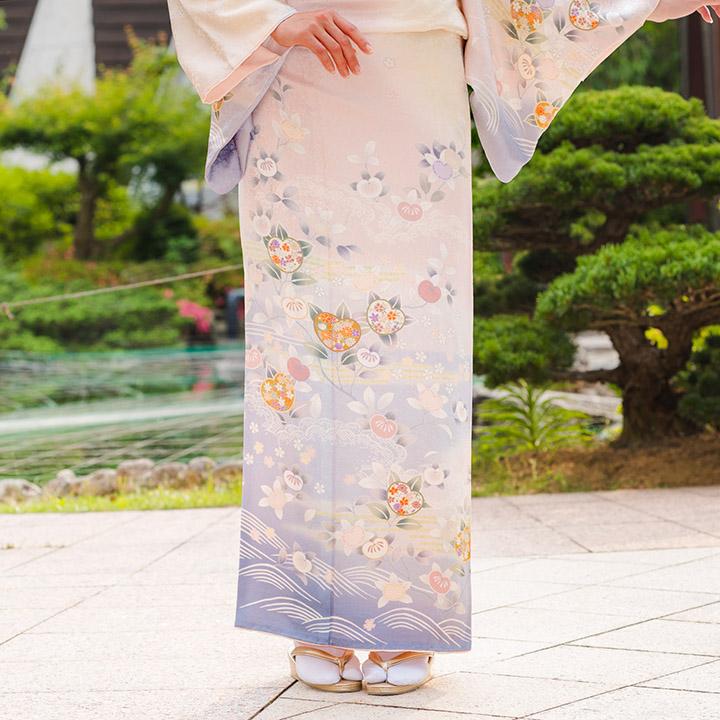 レンタル フルセット 高級正絹 訪問着 HO-MI101 桜色 橘 結婚式 入学式