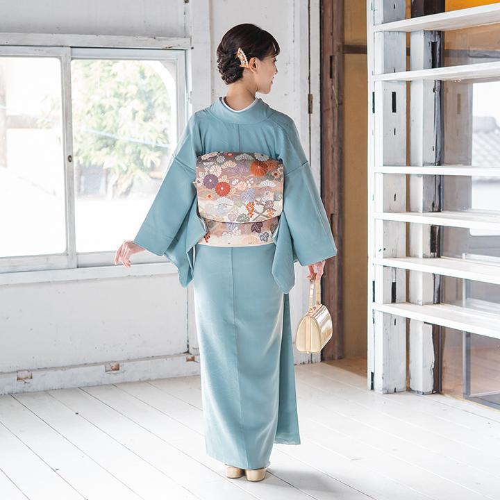 レンタル フルセット 高級正絹 訪問着 レンタル HO-MI210 水浅葱色
