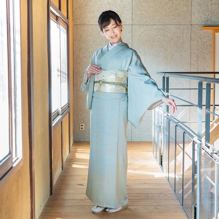 レンタル フルセット 高級正絹 訪問着 レンタル HO-MI213 青磁鼠色