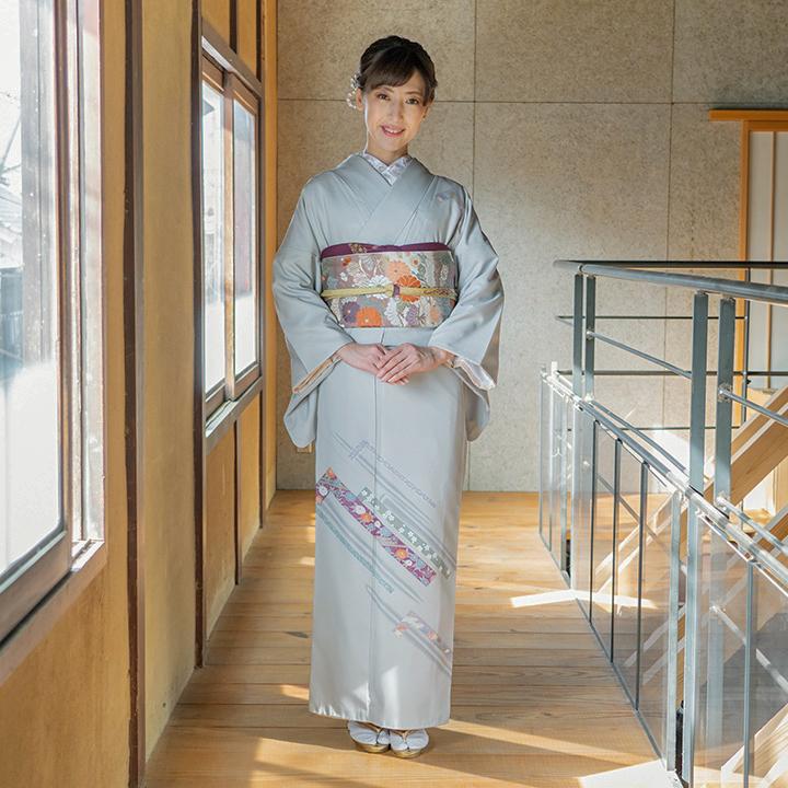 レンタル フルセット 訪問着 HO-MI214P 絹鼠色 蔓帯文様 結婚式