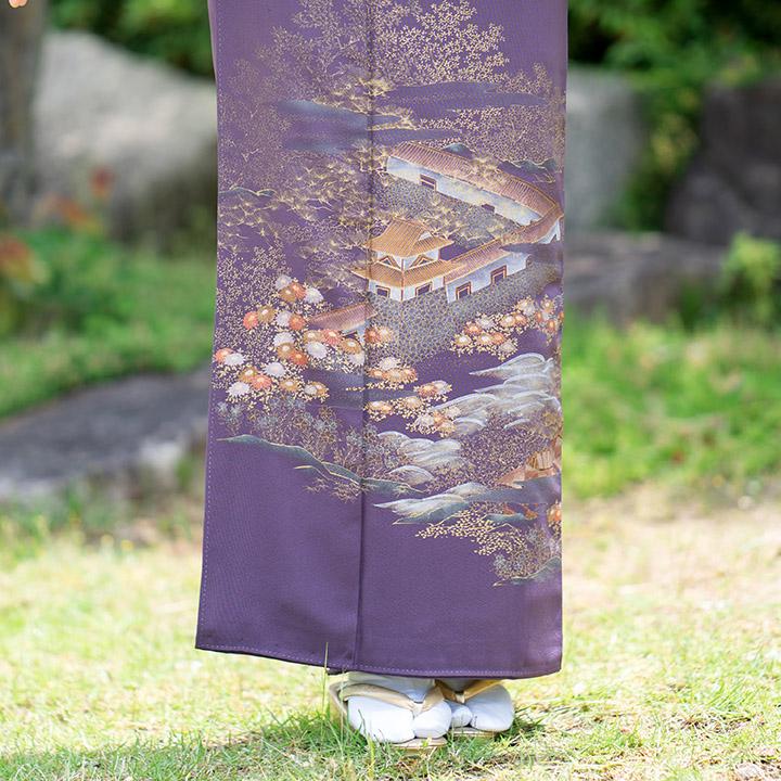 高級 色留袖レンタル 送料無料 ITS-MA580 正絹 古代紫色 結婚式 高級 色留袖レンタル 送料無料 ITS-MA580 正絹 古代紫色 結婚式