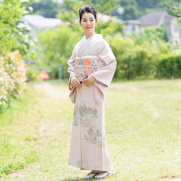 高級 色留袖レンタル 送料無料 ITS-MI014 正絹 桜色 楼閣山水文 結婚式 