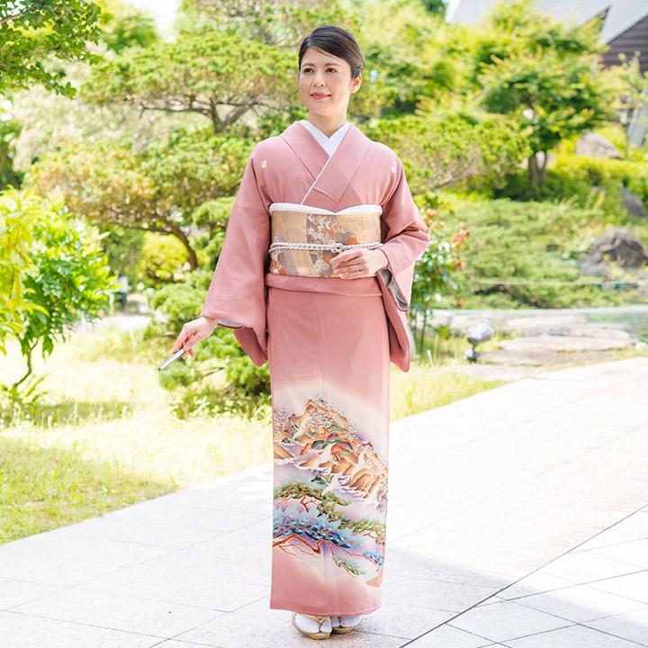 高級 色留袖レンタル 送料無料 Its Mi016 正絹 退紅 あらそめ 色 鶴と松 結婚式 留袖 結婚式 母親 叔母 留袖 レンタル 叙勲 式典 フォーマル 着物 浴衣 年 齢 50代 Surlavague Com
