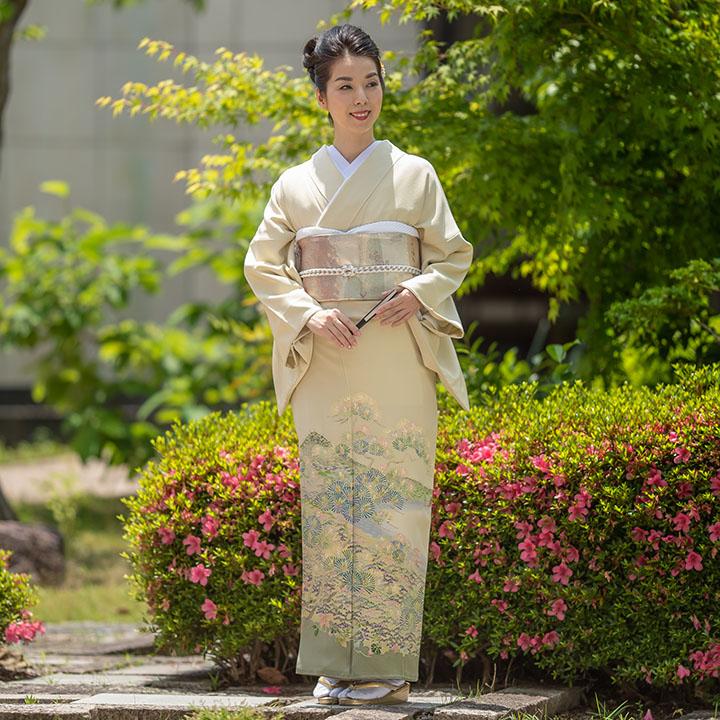 高級 色留袖レンタル 送料無料 ITS-MI094 正絹 黄色 松 結婚式 貸衣装