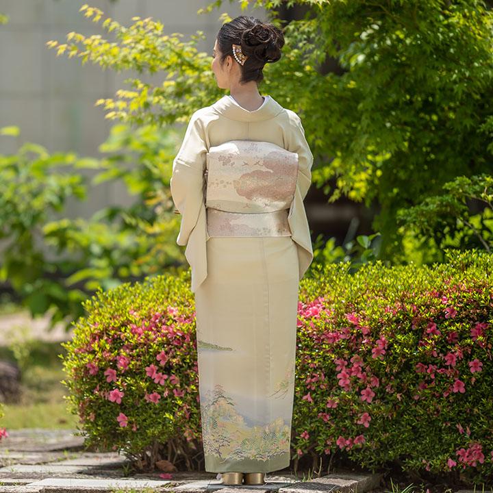 高級 色留袖レンタル 送料無料 ITS-MI094 正絹 黄色 松 結婚式 貸衣装