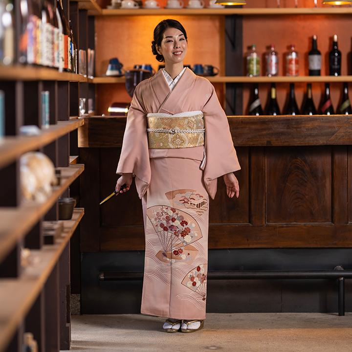 高級 色留袖レンタル 送料無料 ITS-MI200 正絹 灰梅色 扇子・地紙 結婚 